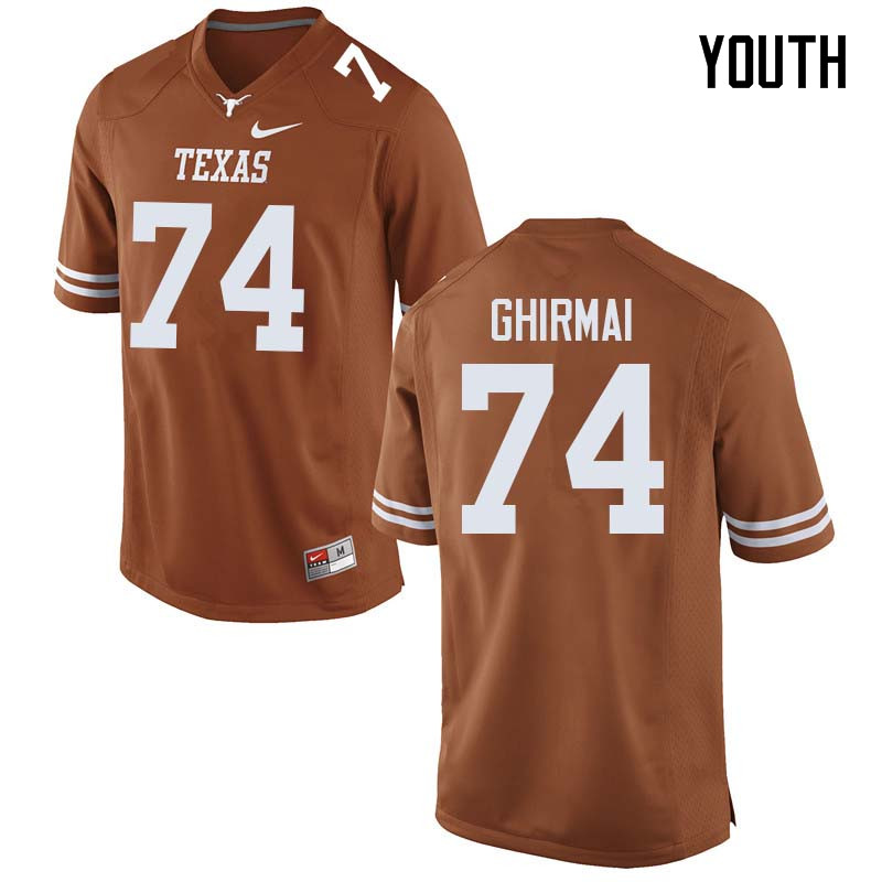 Youth #74 Rafiti Ghirmai Texas Longhorns College Football Jerseys Sale-Orange